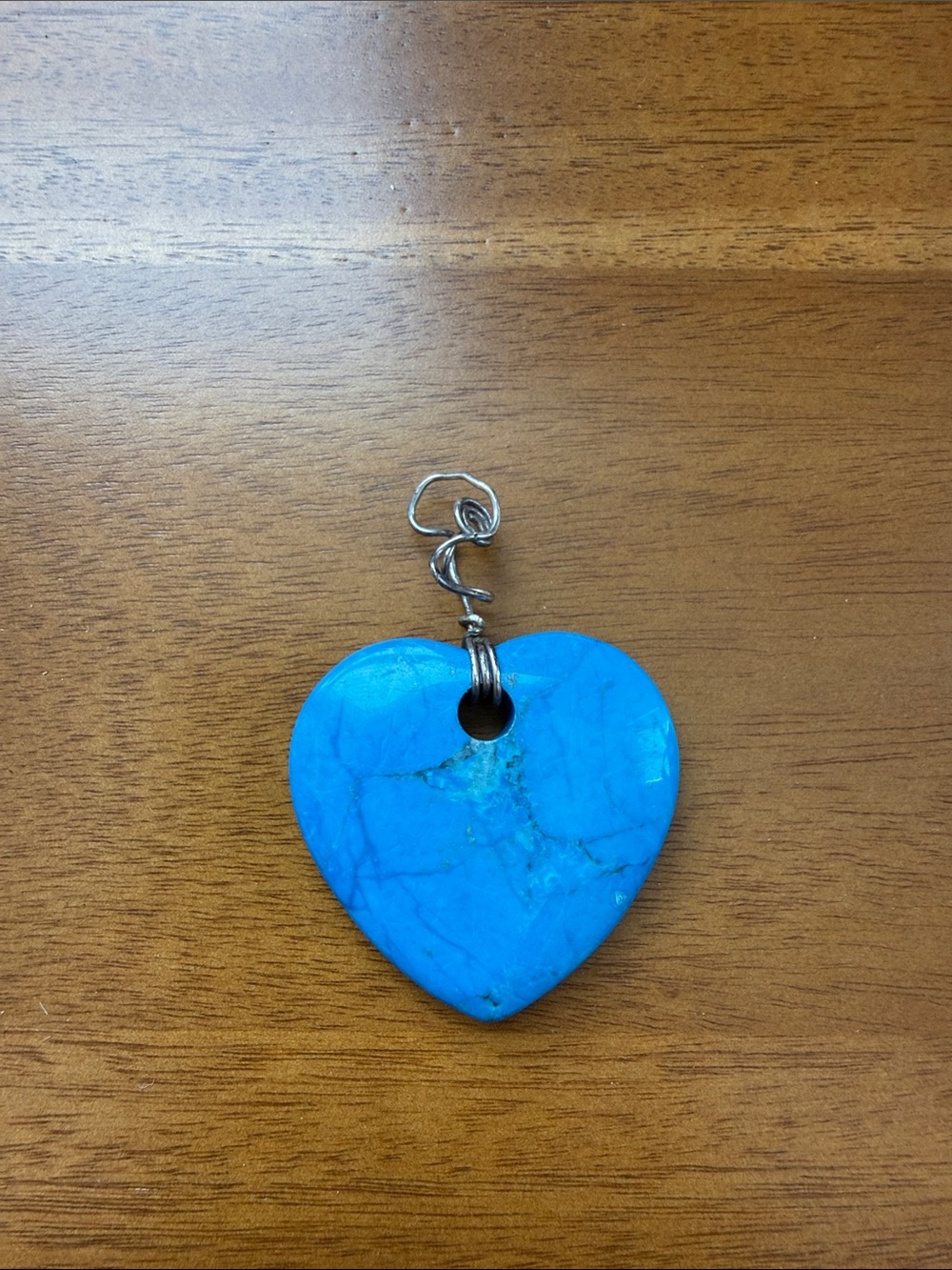 Turquoise Heart Pendant Necklace - Bright Blue Stone